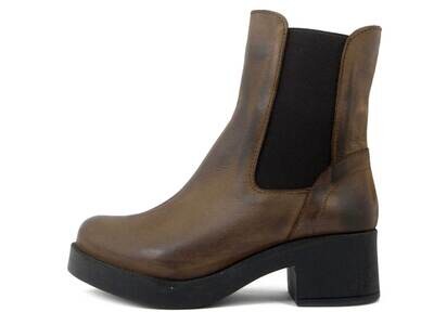 Stivaletti Donna Beatles in Pelle Marrone, Tacco Medio 5 cm e Plateau, Made in Italy, 320MA
