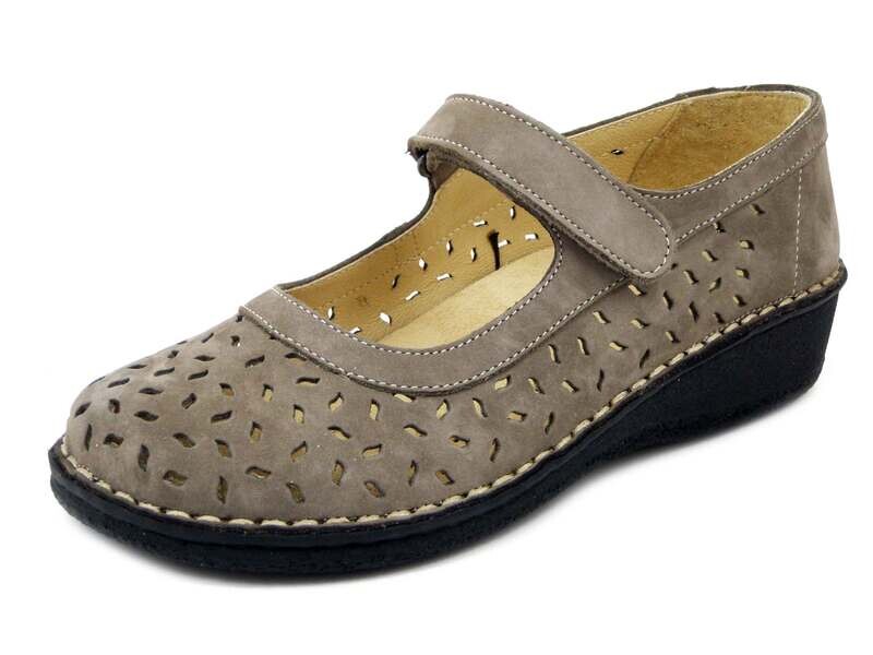 CINZIA SOFT, Scarpe Donna Ballerine con Strap in Pelle Beige, Linea Ortopedica, Pianta Larga e Plantare Estraibile, Zeppa Bassa, 2945
