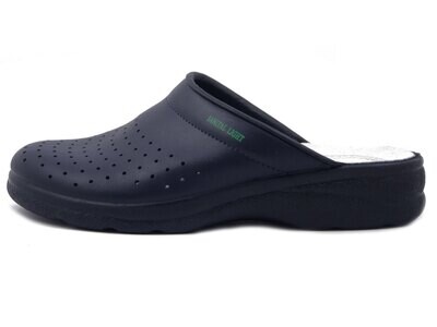 Ciabatte Pantofole Uomo Sanitarie da Lavoro in Pelle Blu, Sanital Light, Made in Italy, 754