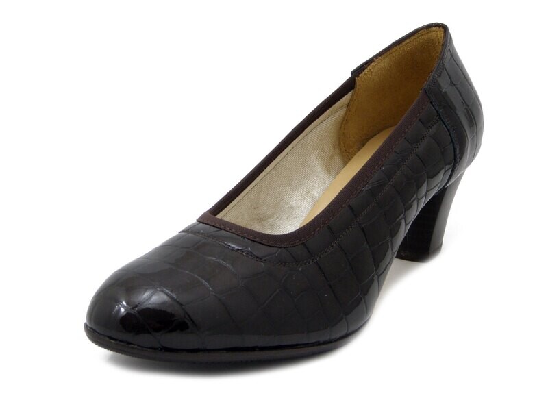 Decollete Donna Comfort a Pianta Larga in Pelle Lucida Marrone Testa di Moro, Tacco Medio Basso 5 cm, Osvaldo Pericoli 251 Decollete Donna Comfort a Pianta Larga in Pelle Lucida Marrone Testa di Moro, Tacco Medio Basso 5 cm, Osvaldo Pericoli 251