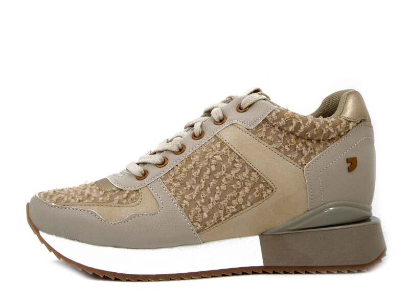 GIOSEPPO, Sneakers Donna in Eco Pelle e Tessuto Beige e Rosa Cipria, Zeppa Interna, 65374