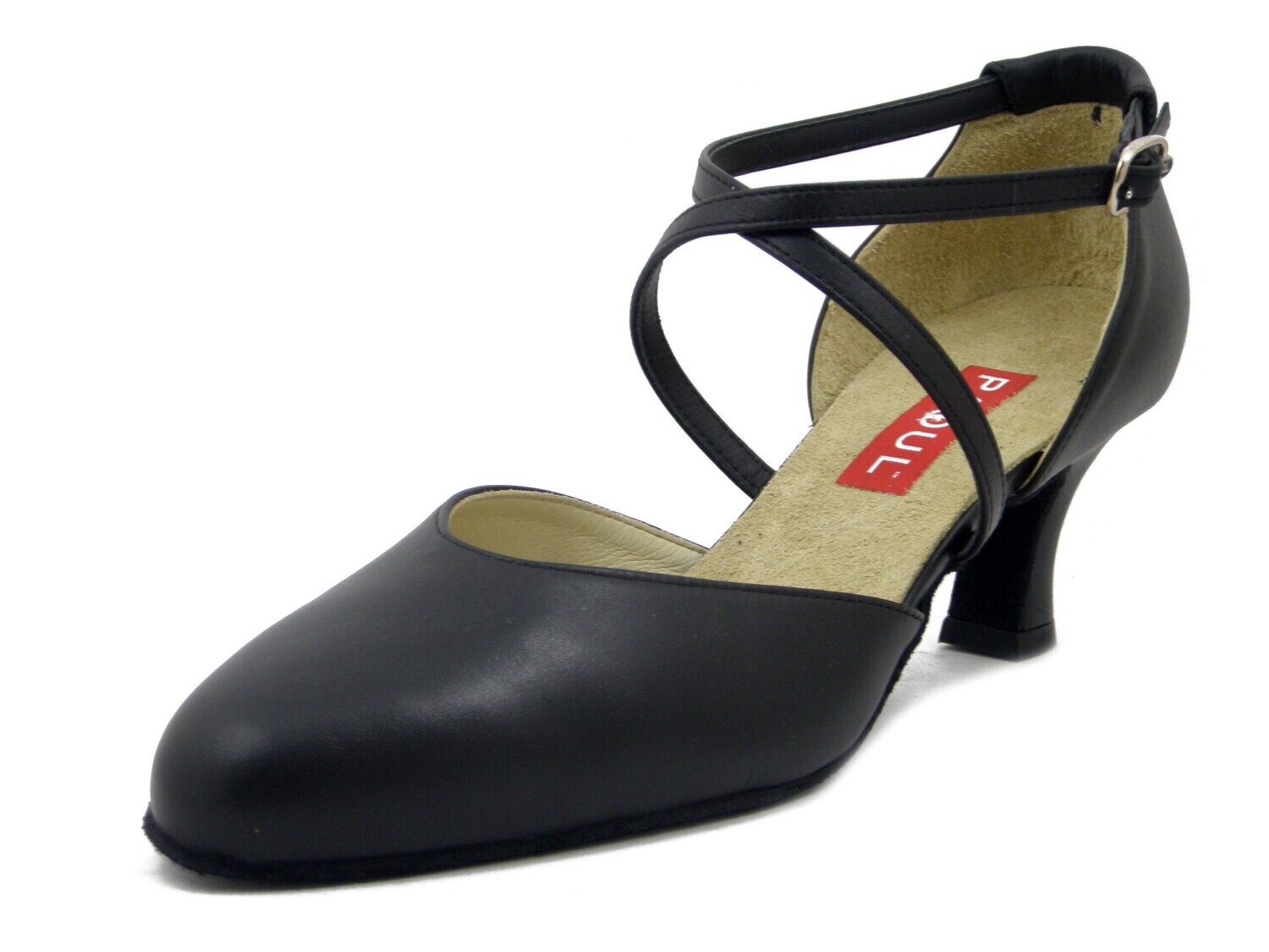 PAOUL, Scarpe da Ballo Donna modello Charleston in Pelle Nero, Tacco Medio  6 cm, Suola Flessibile Bufalina, 18T60