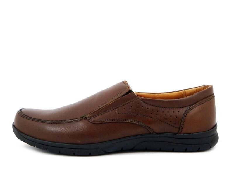 Mocassini Uomo Linea Comoda in Pelle Marrone, Plantare Estraibile, 8785 Mocassini Uomo Linea Comoda in Pelle Marrone, Plantare Estraibile, 8785