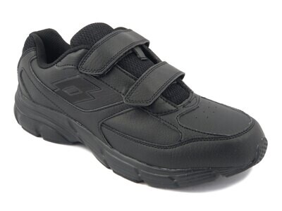 LOTTO, Scarpe Uomo da Ginnastica colore Nero, Ecopelle, Chiusura Doppio Strap, Plantare Estraibile