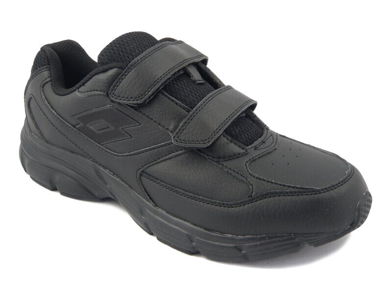 LOTTO, Scarpe Uomo da Ginnastica colore Nero, Ecopelle, Chiusura Doppio Strap, Plantare Estraibile