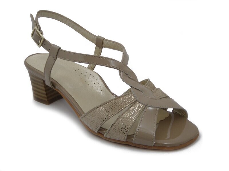 Osvaldo Pericoli, Sandalo Donna Comfort in Pelle Beige, Tacco Medio 5 cm, Pianta Comoda, Made in Italy. 6330