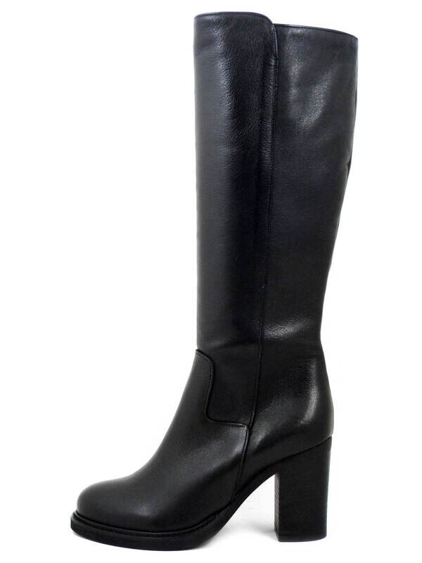 Stivali Donna al ginocchio in Pelle Nero, Tacco Alto 8 cm, Made in Italy, VENERE