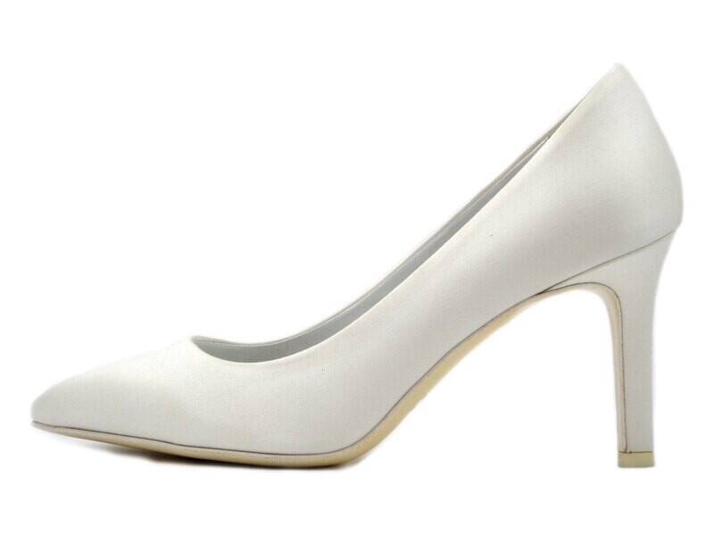 SCARPA DA SPOSA Osvaldo Pericoli, decolletè in raso seta avorio con tacco 8cm.-15PAOLA
