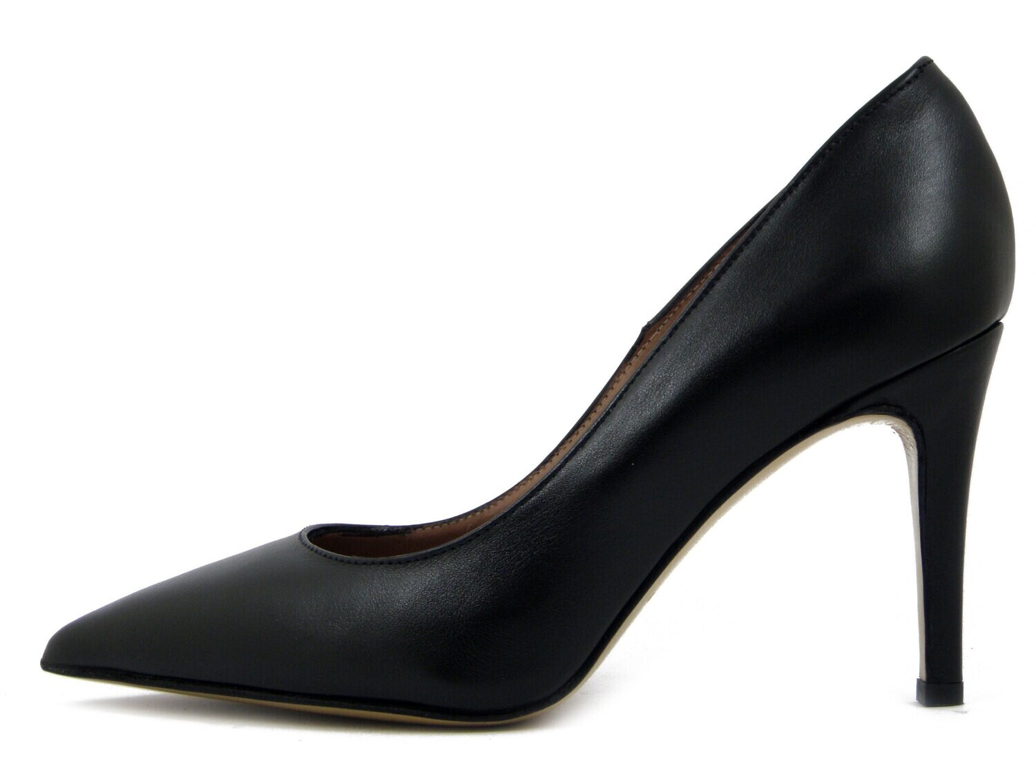 Osvaldo Pericoli, Decollete a Punta in Pelle Nero, Tacco Alto Stiletto 9 cm, 105