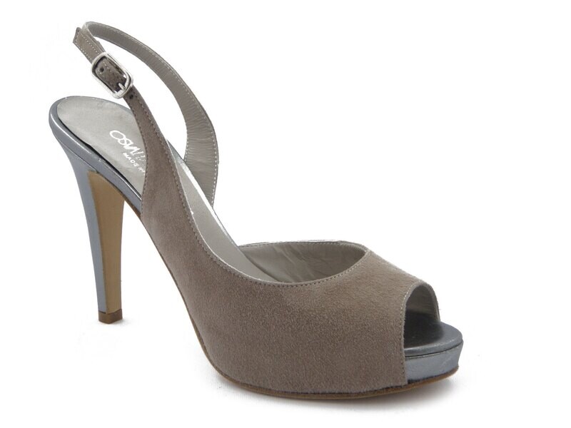 Sandalo Donna in Pelle Camoscio Beige, Tacco Alto 11 cm e Plateau, Made in Italy