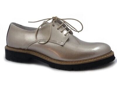 Scarpa donna Osvaldo Pericoli, derby in ecopelle lucida con tacco 2cm. e suola in gomma antiscivolo, Estivo MR1