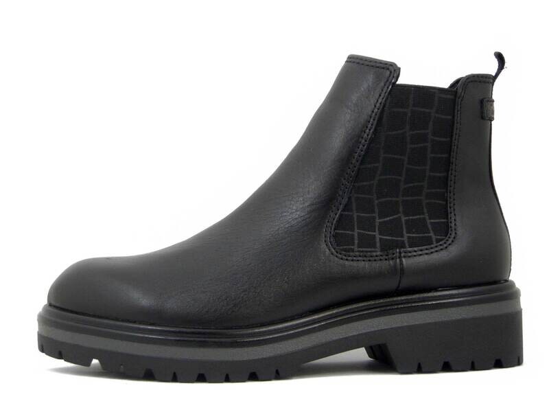 Tamaris, Stivaletti Donna Beatles in Pelle Nero, Tacco Basso, Pianta Comoda, 25412