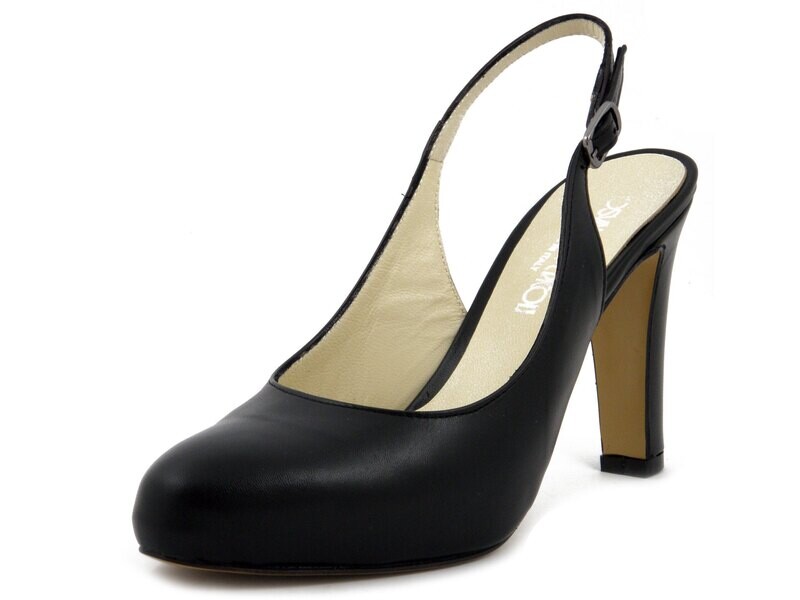 Decolletè Sling Back in Pelle Nero, Tacco Alto 9 cm e Plateau Interno, Osvaldo Pericoli - 380NE Decolletè Sling Back in Pelle Nero, Tacco Alto 9 cm e Plateau Interno, Osvaldo Pericoli - 380NE