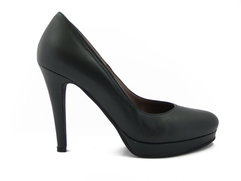 Scarpa donna Osvaldo Pericoli - decolletè in pelle colore verde scuro, tacco 11 cm e plateau-047bo