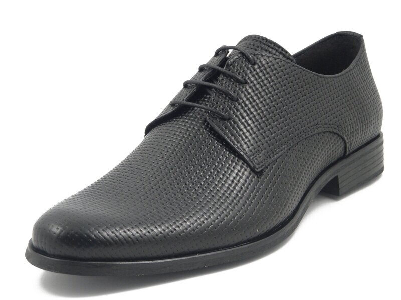Romano Sicari, Scarpe Uomo Eleganti Derby in Pelle Nero, effetto Intrecciato, 7750A