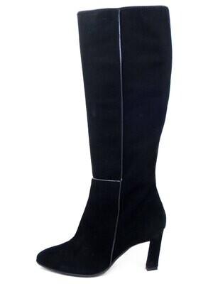 Osvaldo Pericoli, Stivale Donna Elegante in Pelle Camoscio Nero, Tacco Medio 7 cm, Made in Italy, 4124