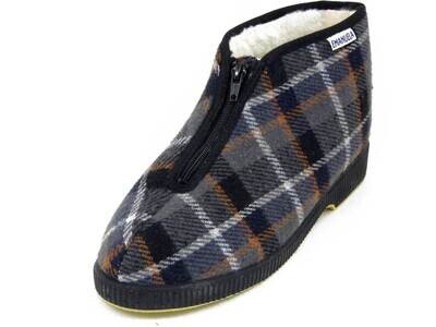Emanuela, Pantofole Uomo Chiuse Stivaletto invernale in Tessuto Multicolore, Fodera Lana, Suola Antiscivolo