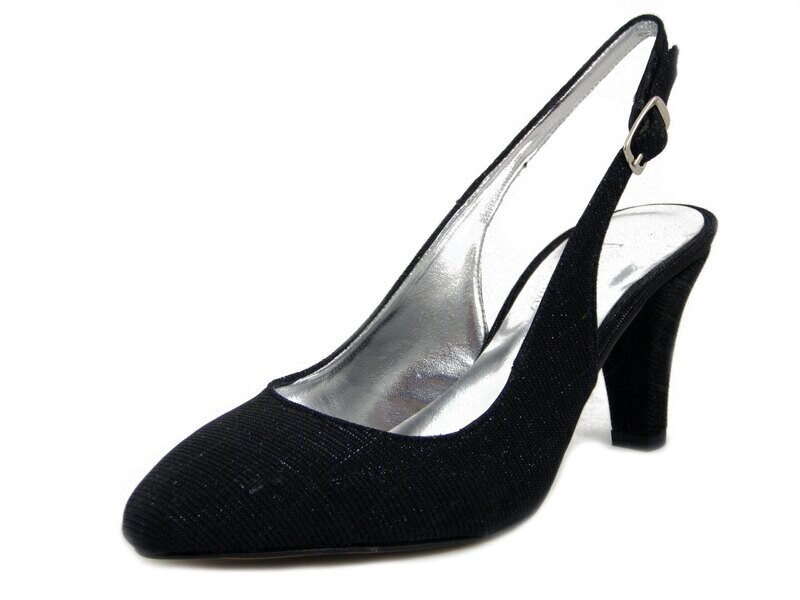 Osvaldo Pericoli, Scarpe Donna Decolletè Sling Back Eleganti in Pelle e Tessuto Glitter Nero, Tacco Medio, 216 Osvaldo Pericoli, Scarpe Donna Decolletè Sling Back Eleganti in Pelle e Tessuto Glitter Nero, Tacco Medio, 216