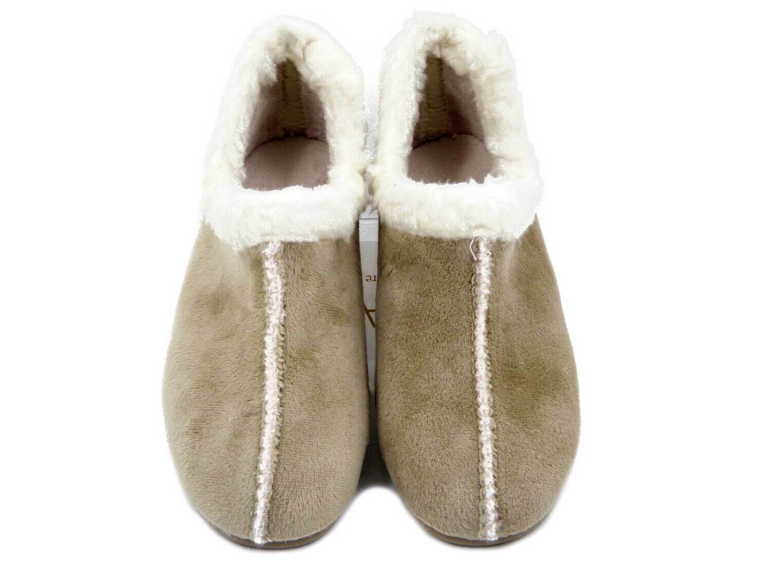 Pantofole Donna Chiuse Invernali Profumate Tessuto Beige Antiscivolo CINZIA SOFT END74
