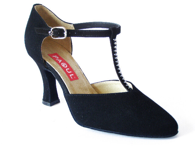 Scarpa da ballo Paoul, modello charleston in camoscio nero e tacco 8cm.-614T80