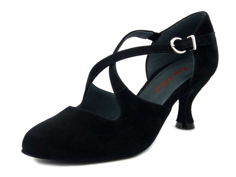 ROSSO LATINO, Scarpe da Ballo Donna in Pelle Camoscio Nero, Tacco Medio 6 cm, Pianta Comoda