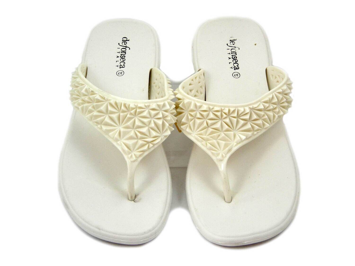 Defonseca, Infradito Donna in Gomma Bianco, Zeppa Bassa