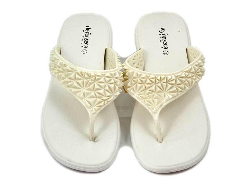 Defonseca, Infradito Donna in Gomma Bianco, Zeppa Bassa