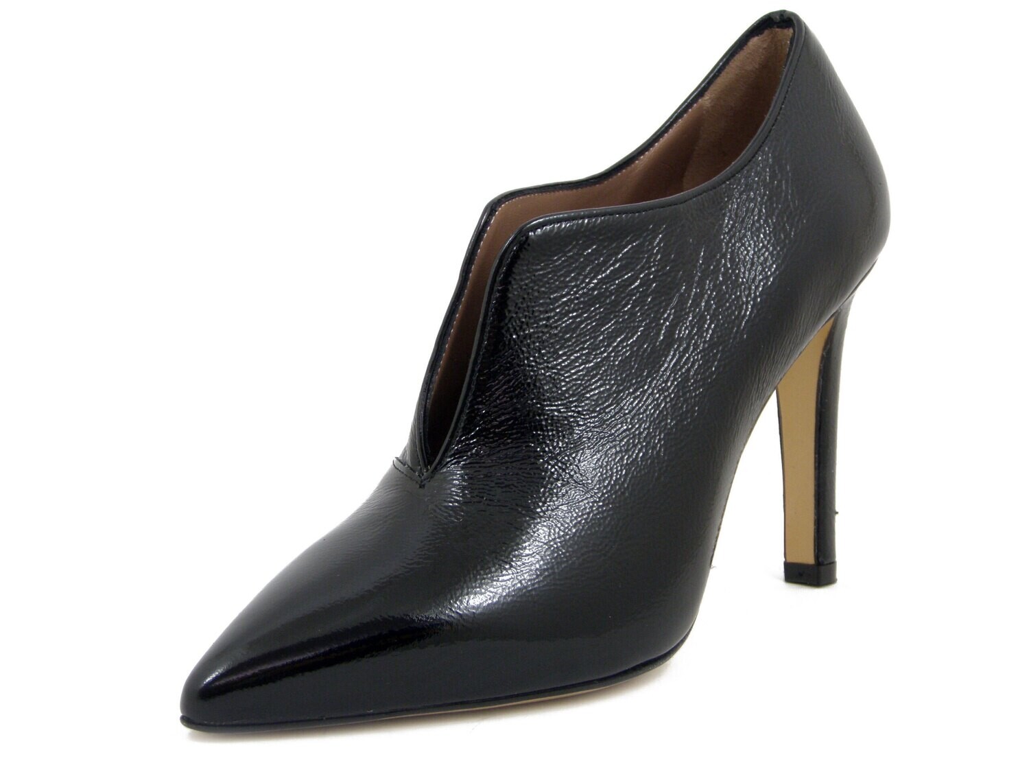 Osvaldo Pericoli, DecolletÃ¨ Tronchetto Donna a Punta in Pelle Lucida Nero, Tacco Alto 10 cm, 20931