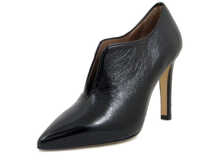 Osvaldo Pericoli, Decolletè Tronchetto Donna a Punta in Pelle Lucida Nero, Tacco Alto 10 cm, 20931