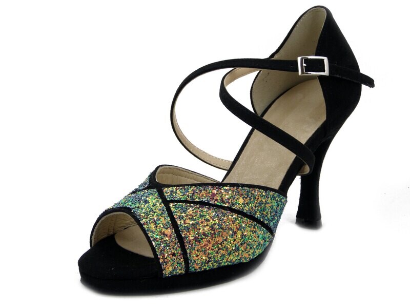 Osvaldo Pericoli, Scarpe Sandalo da Ballo Donna in Eco Camoscio Nero e Glitter Multicolore, Tacco Alto 9 cm e Plateau, Made in Italy - 1889 Osvaldo Pericoli, Scarpe Sandalo da Ballo Donna in Eco Camoscio Nero e Glitter Multicolore, Tacco Alto 9 cm e Plateau, Made in Italy - 1889