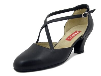 PAOUL, Scarpe da Ballo Donna in Pelle Nero modello Cuccarini, Tacco Medio Basso 5 cm, 1760