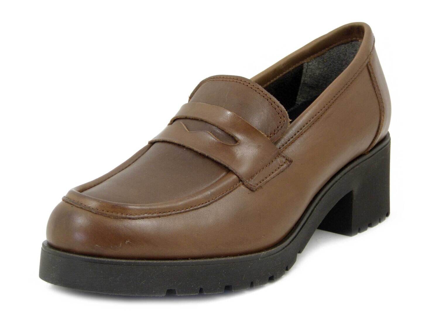 Mocassini Donna in Pelle Marrone, Tacco Medio e Plateau, Sottopiede Estraibile, CINZIA SOFT, 655035