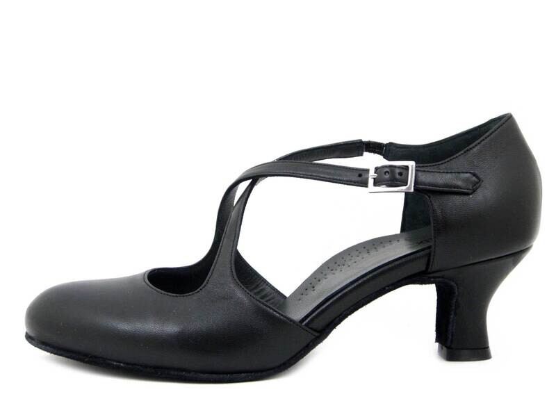 Scarpa Donna da Ballo/Cerimonia in Pelle Nappa Nero, Tacco Basso 5 cm, Osvaldo Pericoli - 095