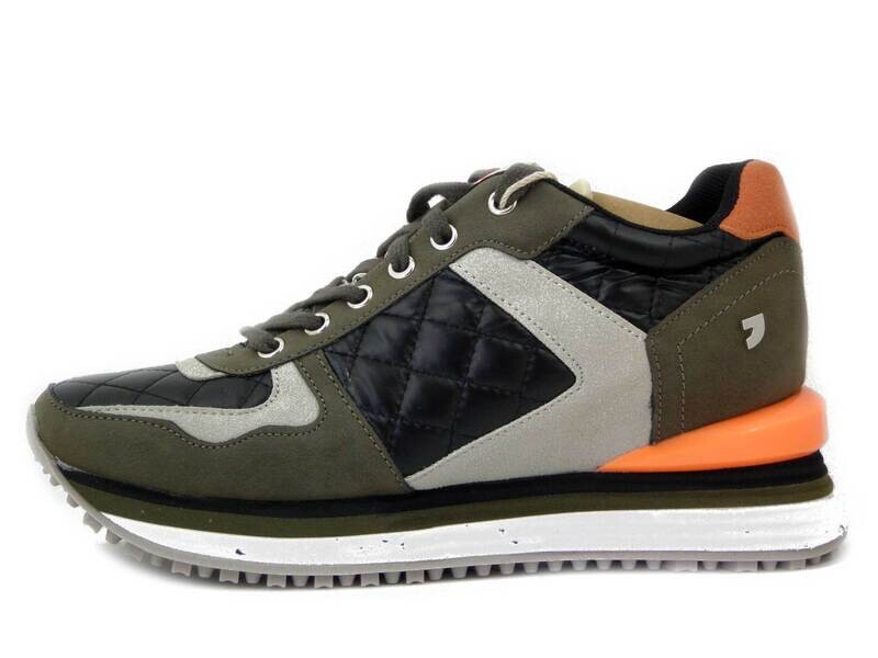 GIOSEPPO, Sneaker Donna in Eco Pelle Verde Militare e Tessuto Nero, Zeppa Interna, 67786 GIOSEPPO, Sneaker Donna in Eco Pelle Verde Militare e Tessuto Nero, Zeppa Interna, 67786