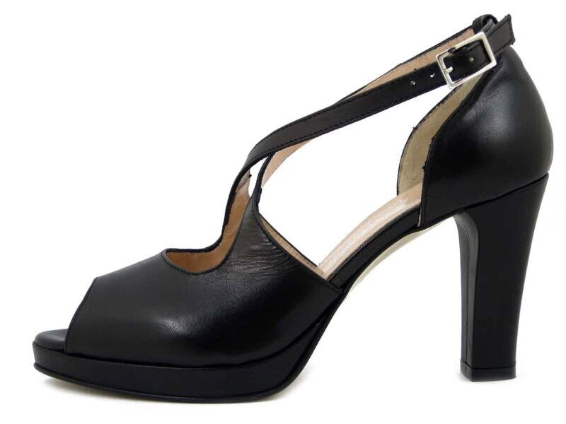 Osvaldo Pericoli, Sandalo Donna in Pelle Nero, Tacco Alto 9 cm e Plateau, Pianta Comoda, Made in Italy - 20094