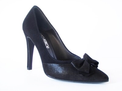Osvaldo Pericoli, Scarpe Donna Decolletè a punta in Pelle Camoscio Nero, Tacco Alto 10 cm, 721