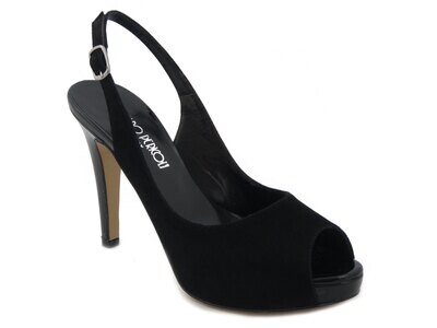Osvaldo Pericoli, Sandali Donna Eleganti in Camoscio e Pelle Lucida Nero, Tacco Alto 10 cm e Plateau, 318100
