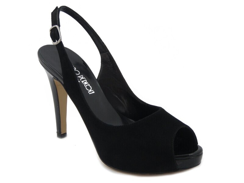 Osvaldo Pericoli, Sandali Donna Eleganti in Camoscio e Pelle Lucida Nero, Tacco Alto 10 cm e Plateau, 318100