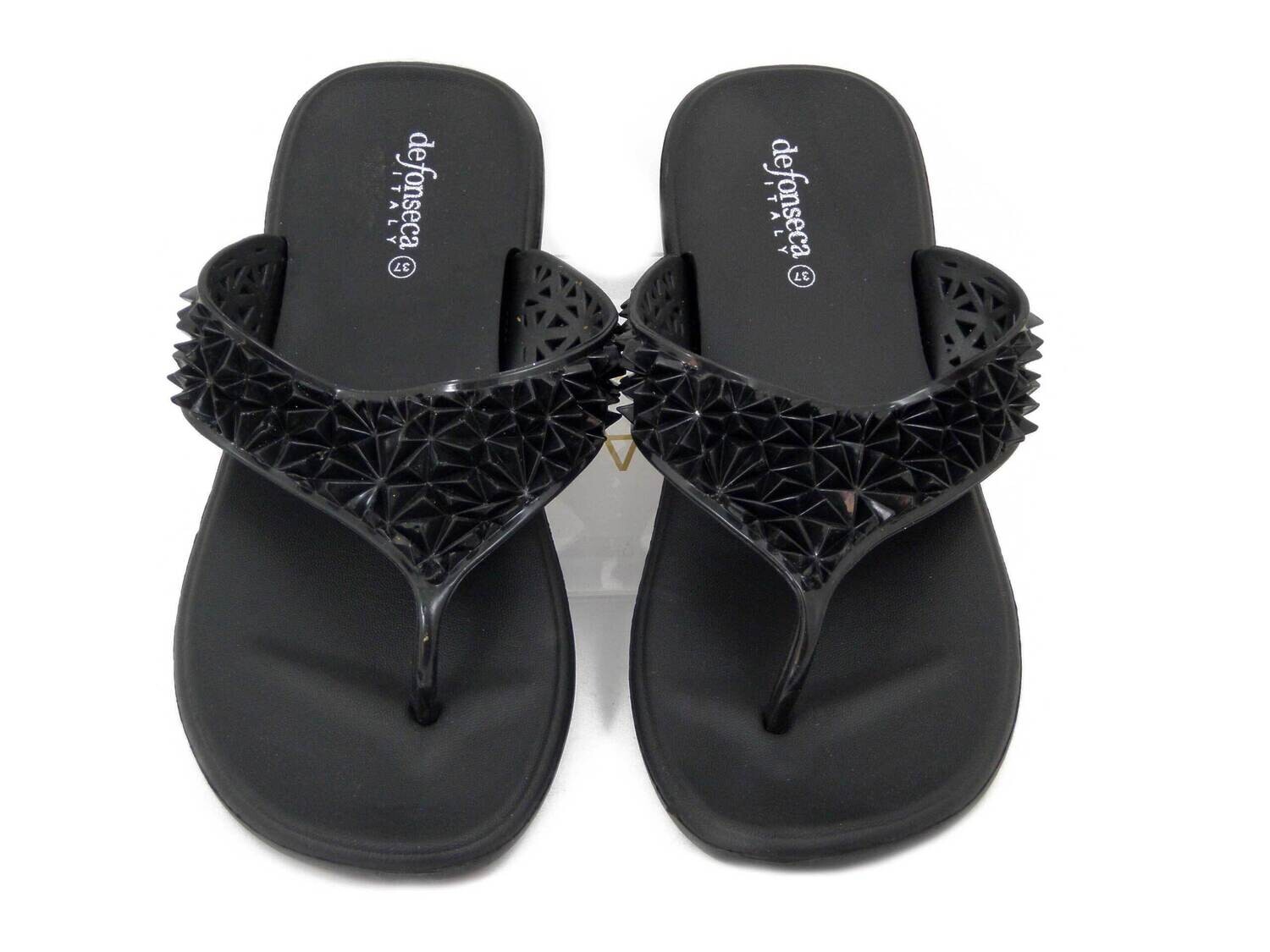 Defonseca, Infradito Donna in Gomma Nero, Zeppa Bassa