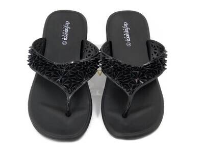 Defonseca, Infradito Donna in Gomma Nero, Zeppa Bassa