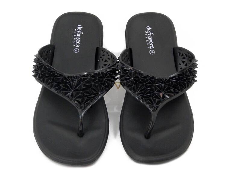 Defonseca, Infradito Donna in Gomma Nero, Zeppa Bassa