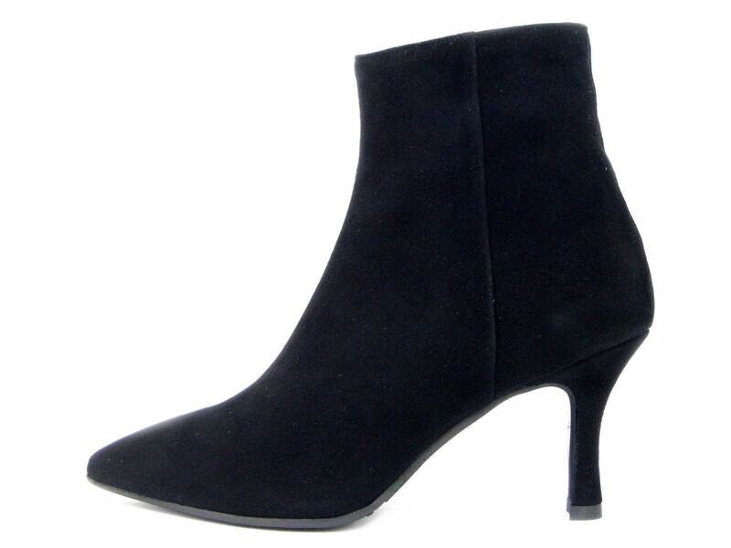 Osvaldo Pericoli, Stivaletti Tronchetto Donna in Pelle Camoscio Nero, Tacco Alto 8 cm, Made in Italy, 22813