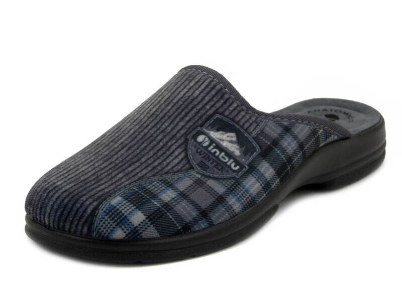 INBLU, Pantofole Uomo Invernali in Tessuto Grigio, PO78