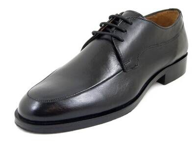 Scarpe Uomo Derby Elegante in Pelle Nero, Suola Cuoio con Mezza Gomma Antiscivolo, 500N
