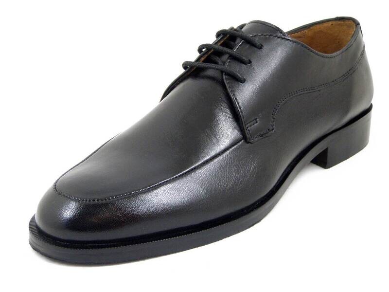 Scarpe Uomo Derby Elegante in Pelle Nero, Suola Cuoio con Mezza Gomma Antiscivolo, 500N