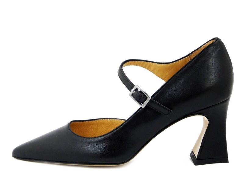 Osvaldo Pericoli, Scarpe Donna Decolletè D'Orsay in Pelle Nero con Cinturino, Tacco Medio 7 cm, Made in Italy 9179 Osvaldo Pericoli, Scarpe Donna Decolletè D'Orsay in Pelle Nero con Cinturino, Tacco Medio 7 cm, Made in Italy 9179