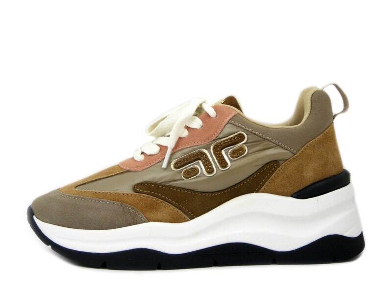 FORNARINA, Sneakers Donna in Tessuto Pelle Camoscio Multicolore, Zeppa Media 6 cm, MANILABR