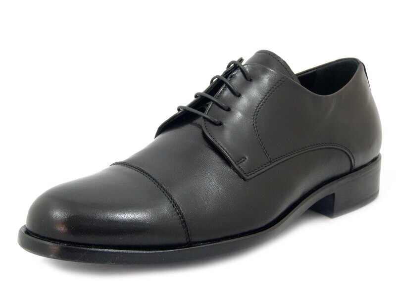 Scarpe Uomo Eleganti Casual, Derby Uomo in Pelle Nappa Nero Pianta Larga, Calzata Calibrata XL, Made in Italy, OSVALDO PERICOLI