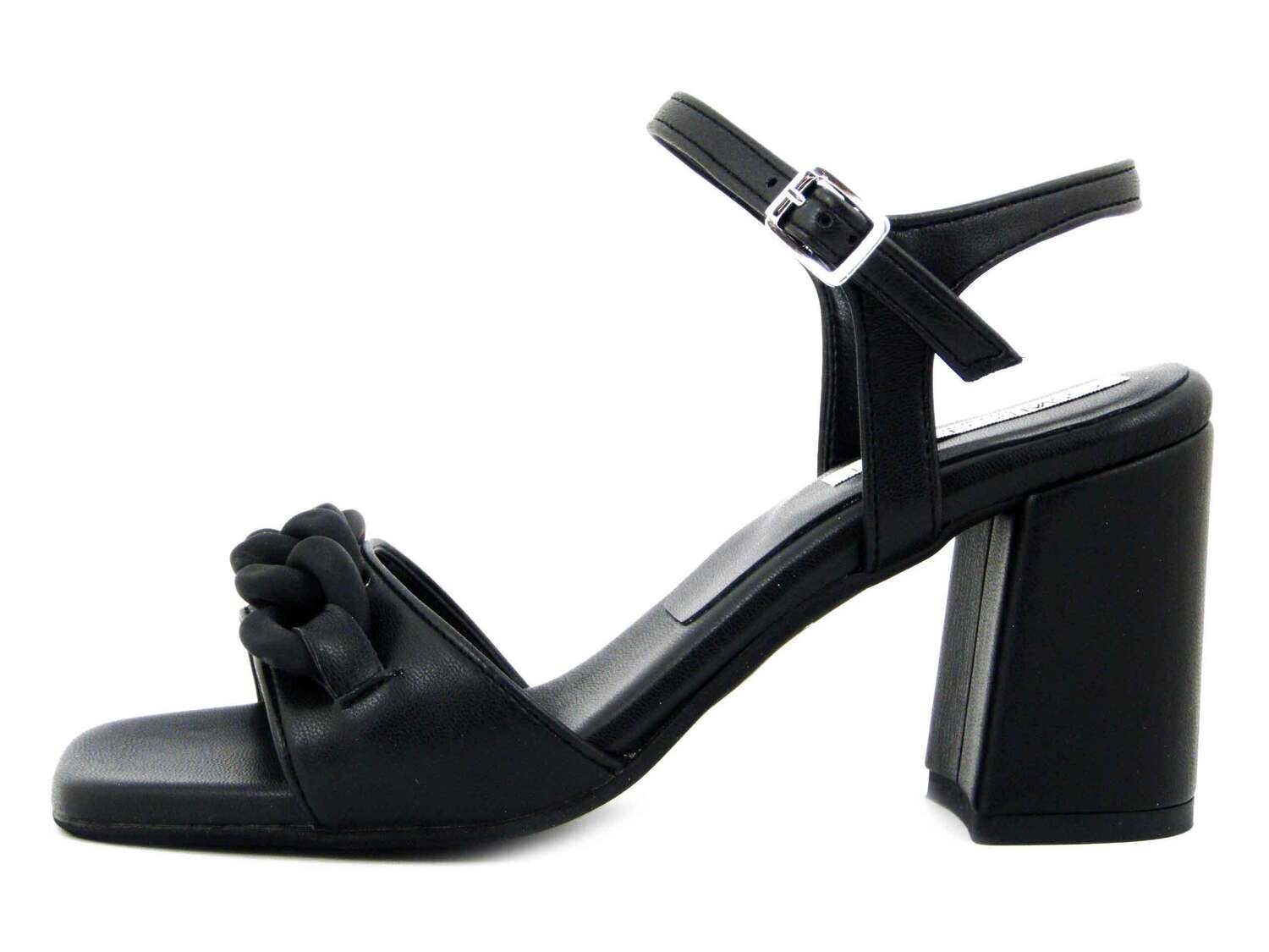 Osvaldo Pericoli, Sandali Donna in Eco Pelle Nero con Catena, Tacco Alto 8 cm, Pianta Comoda, Made in Italy, 4177