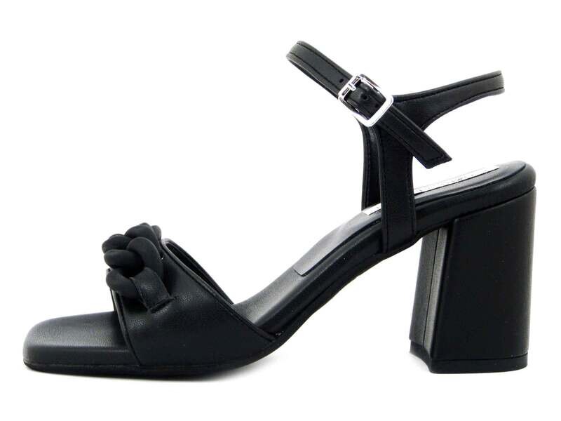 Osvaldo Pericoli, Sandali Donna in Eco Pelle Nero con Catena, Tacco Alto 8 cm, Pianta Comoda, Made in Italy, 4177